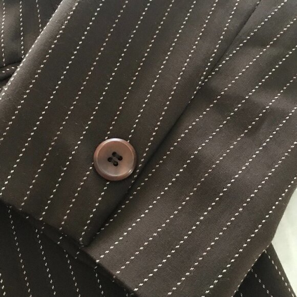Norton McNaughton Stretch Brown Striped Three Buttons Blazer Jacket - Picture 10 of 16